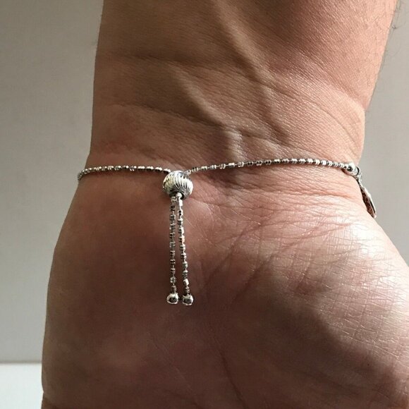 CROSS & MEDALLION CHARM LARIAT BRACELET / 925 STERLING SILVER / 9'' ADJUSTABLE - Picture 6 of 6